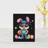 Paassport Happy Easter Bunny Spelen Bysketbyll Kaart (Gele Bloem)