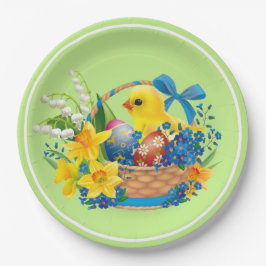 Paassteen in een mandje van Flowers Party Papieren Bordje