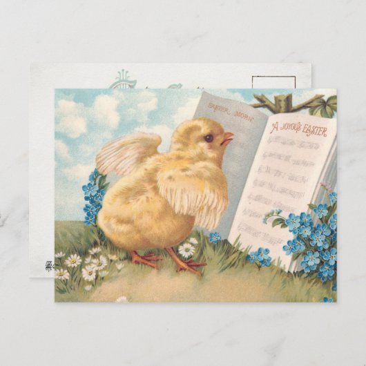 paassteen met muziek en bloemen feestdagenkaart (Voorkant / Achterkant)