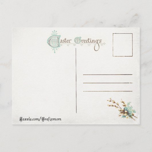  paassteen met muziek en bloemen feestdagenkaart (Achterkant)