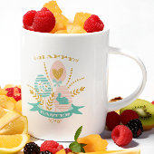 Paassymbolen, boeket en Happy Easter Text Tweekleurige Koffiemok