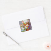 Paastaarten versierd met veelkleurige bloemen vierkante sticker (Envelop)