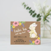 Paasthee en eitjes hunt Spring Bunny Brown Kaart (Staand voorkant)