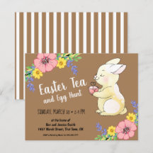 Paasthee en eitjes hunt Spring Bunny Brown