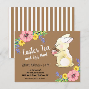 Paasthee en eitjes hunt Spring Bunny Brown Kaart