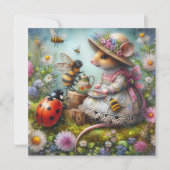 Paasthee Party Schattigee Muisbijen Lieveheersbees Feestdagenkaart (Voorkant)