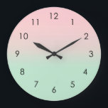 Paastheel esthetisch ombre gradiënt roze mint groe grote klok<br><div class="desc">Voeg jouw naam toe en personaliseer deze yoga mat. Prachtige digitale waterverf pastelroze en groen gedempt gradiëntformaat. Eenvoudig,  kalm,  relaxen en glam,  boho,  chic modern yoga mat. Verloopgeschenk. Gepersonaliseerde Gradiëntgeschenken. Mooie koreaanse esthetische pastelroze en mint green home gifts decor.</div>