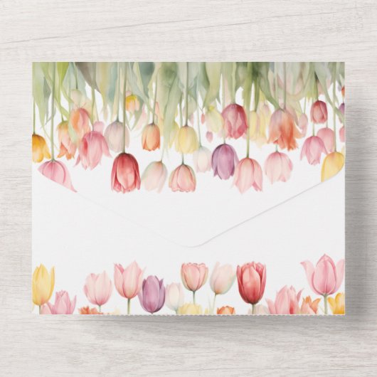 Paasthema Tulpenbruiloft All In One Uitnodiging (Achterkant)