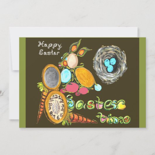 paastijd bunny Egg Vine Watch Happy Pasen Aankondiging (Voorkant)