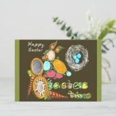 paastijd bunny Egg Vine Watch Happy Pasen Aankondiging (Staand voorkant)