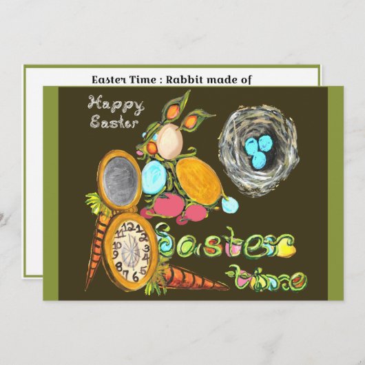 paastijd bunny Egg Vine Watch Happy Pasen Aankondiging (Voorkant / Achterkant)