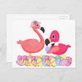 paastroze flamingo's feestdagenkaart (Voorkant / Achterkant)