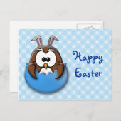 Paasuil - blauw feestdagenkaart (Voorkant / Achterkant)