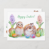 Paasuil en Baby Bunny kunst Feestdagenkaart (Voorkant / Achterkant)
