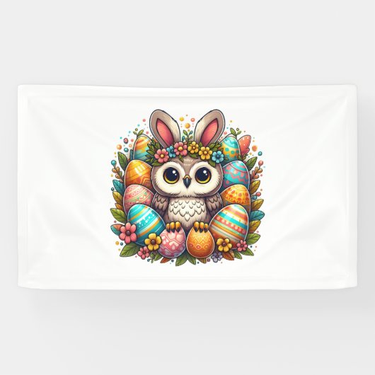 Paasuil met konijnenoren spandoek (Horizontaal)