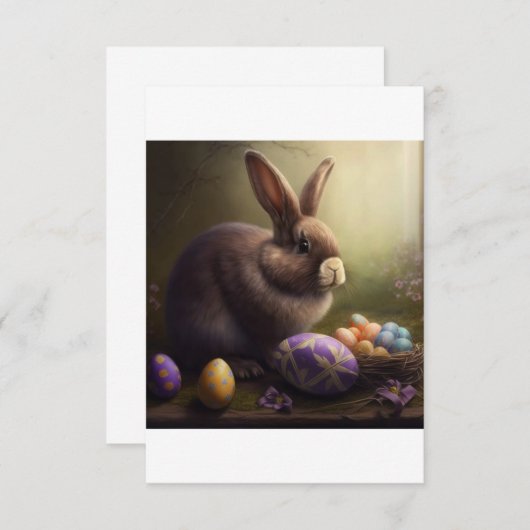 Paasuitnodiging, eierjacht, brunch, schattige bunn kaart (Voorkant / Achterkant)