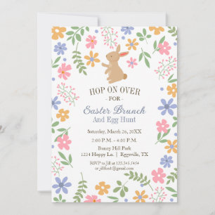 Paasuitnodiging Leuke Schattigee Bunny voor brunch Kaart