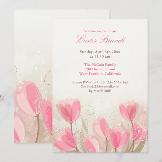 Paasuitnodiging Tulpen Bloemen Platte Kaart (Voorkant / Achterkant)