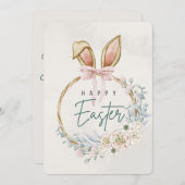 Paasvakantie Kaart met Bunny Ears & Floral Decor (Voorkant / Achterkant)