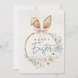Paasvakantie Kaart met Bunny Ears & Floral Decor
