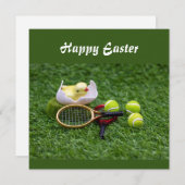 Paasvakantie met racket en ballen feestdagenkaart (Voorkant / Achterkant)