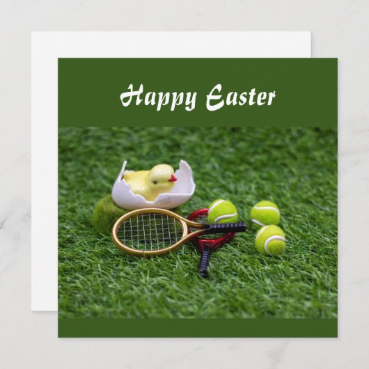 Paasvakantie met racket en ballen feestdagenkaart (Voorkant / Achterkant)