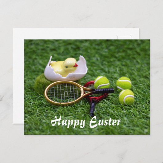 Paasvakantie met racket en ballen feestdagenkaart (Voorkant / Achterkant)