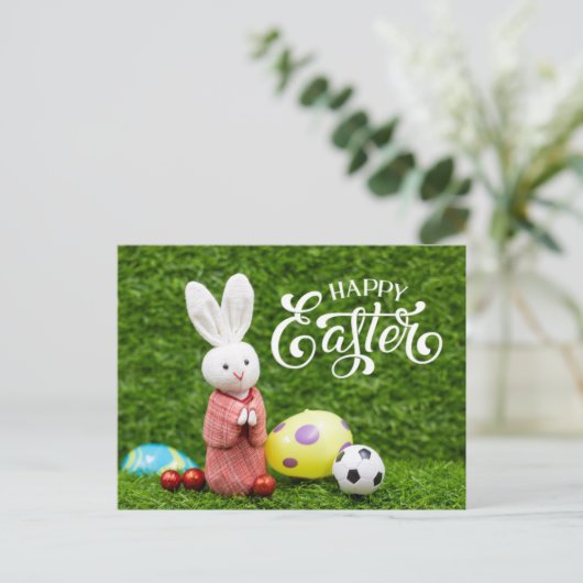 Paasvakantie met Voetbal Paaseieren groen Briefkaart (Staand voorkant)