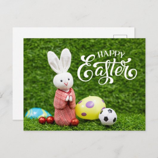 Paasvakantie met Voetbal Paaseieren groen Briefkaart (Voorkant / Achterkant)