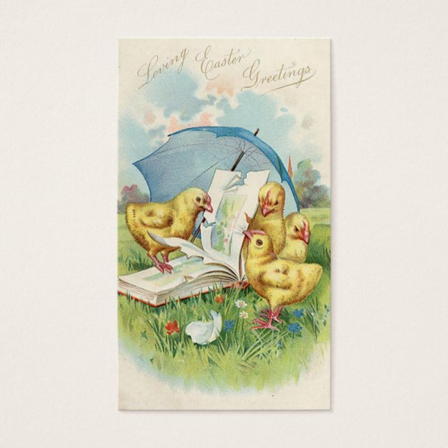 Paasvakantie  mini-doedels visitekaartje (Voorkant)