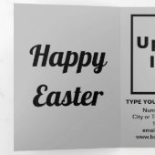 Paasvakantiezaken Grijze drievoudige feestdag Kaar Drieluik Wenskaart (Binnenzijde eerst)