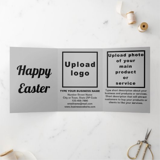 Paasvakantiezaken Grijze drievoudige feestdag Kaar Drieluik Wenskaart (Binnen)