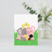 Paasvarken en kuikens briefkaart (Staand voorkant)