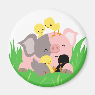 Paasvarken en kuikens magnet