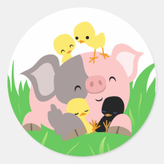 Paasvarken en kuikens sticker
