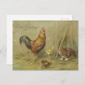 Paasvergrotingen  cichenkuikens - aangepaste tekst feestdagenkaart (Voorkant / Achterkant)