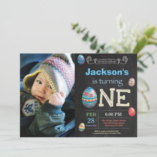 Paasverjaardag Jongen Pasen Paaseieren eerste 1 da Kaart (Staand voorkant)