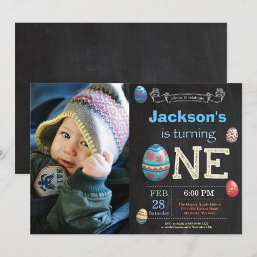 Paasverjaardag Jongen Pasen Paaseieren eerste 1 da Kaart (Voorkant / Achterkant)