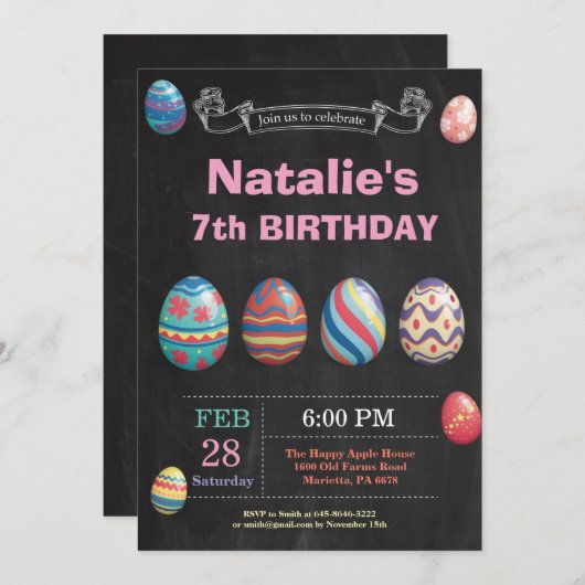 Paasverjaardag Meisje Easter Egg Verjaardag Kaart (Voorkant / Achterkant)