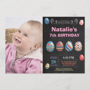 Paasverjaardagsmeisje Paaseieren Fotodag Kaart