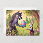 Paasverrassing - Het geschenk van de wolf aan het  Feestdagenkaart (Voorkant / Achterkant)