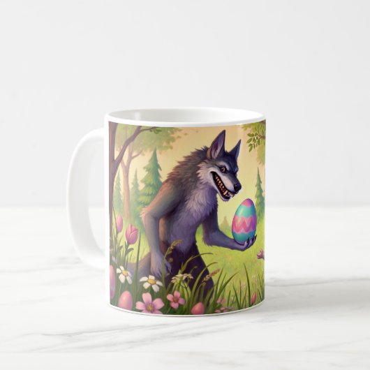 Paasverrassing - Het geschenk van de wolf aan het  Koffiemok (Voorkant links)