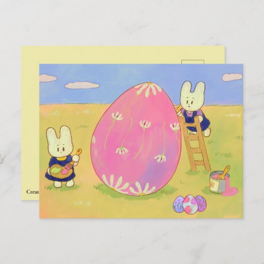 Paasversiering konijntjes Briefkaart (Voorkant / Achterkant)