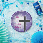 Paasverslaafden Kruisstoot op Paars, Risen Papieren Bordje (Feest)