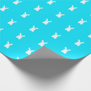 Paasviering levendig koraal aqua blauwe konijn pat cadeaupapier