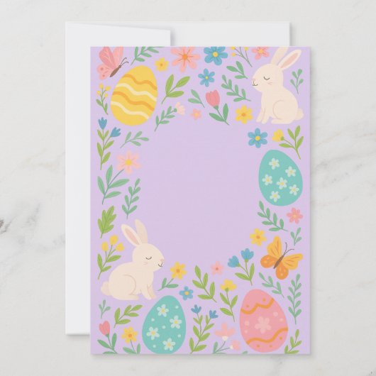 Paasviering Uitnodiging | Pastel Konijn  (Achterkant)