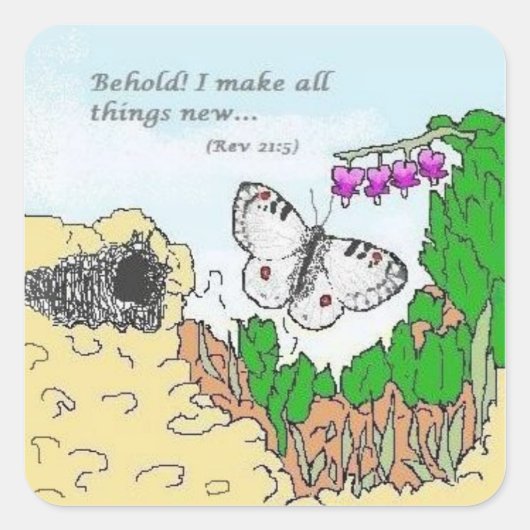 paasvlinder vierkante sticker (Voorkant)