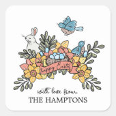 Paasvogels en Bunny Gift Label (Voorkant)