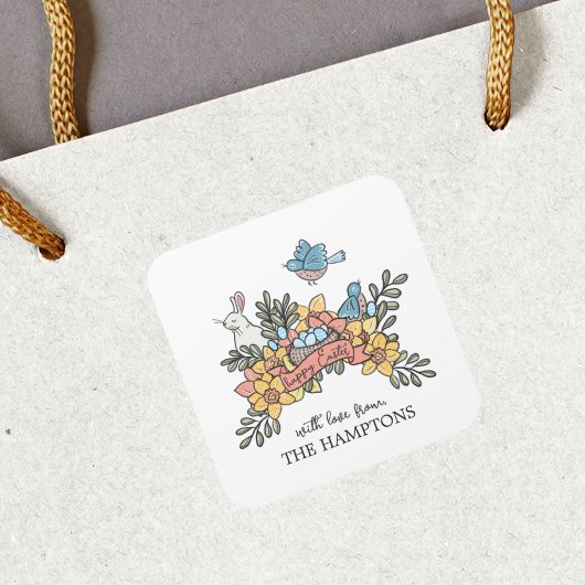 Paasvogels en Bunny Gift Label