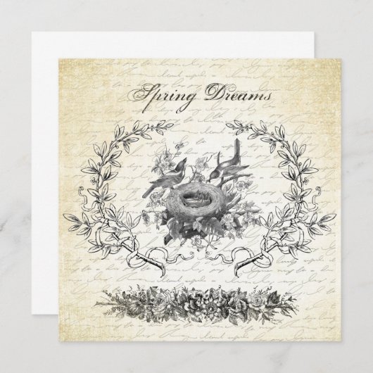 paasvogels en nestuitnodiging kaart (Voorkant / Achterkant)